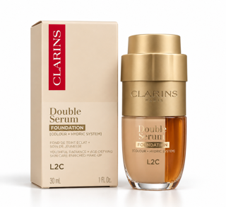 کرم پودر سرمی کلارنس Double Serum Foundation رنگ L2C حجم 30 میل